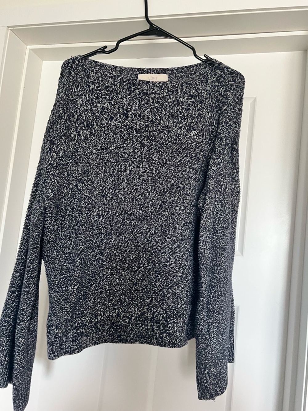 LOFT Navy & White Marled Knit Sweater
